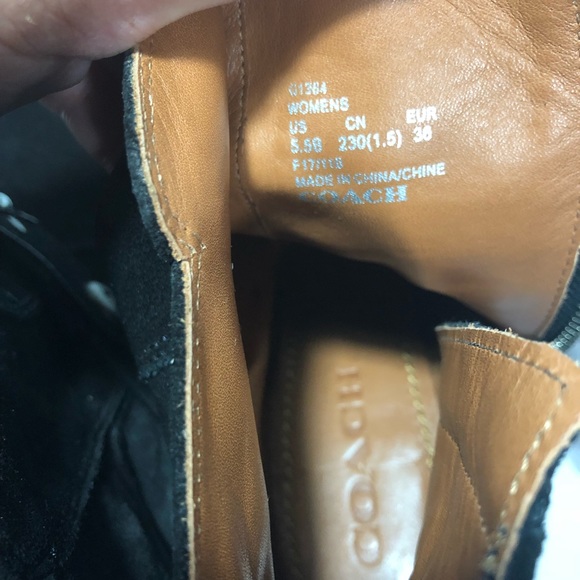 Coach black suede ankle boots floral stud size 5.5 - Picture 5 of 8